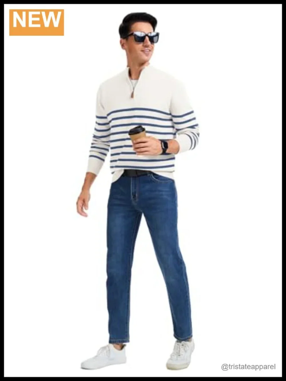 Men's Quarter Zip Sweater Slim Fit Long Sleeve Mock Neck Knitted Pullover